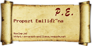 Propszt Emiliána névjegykártya